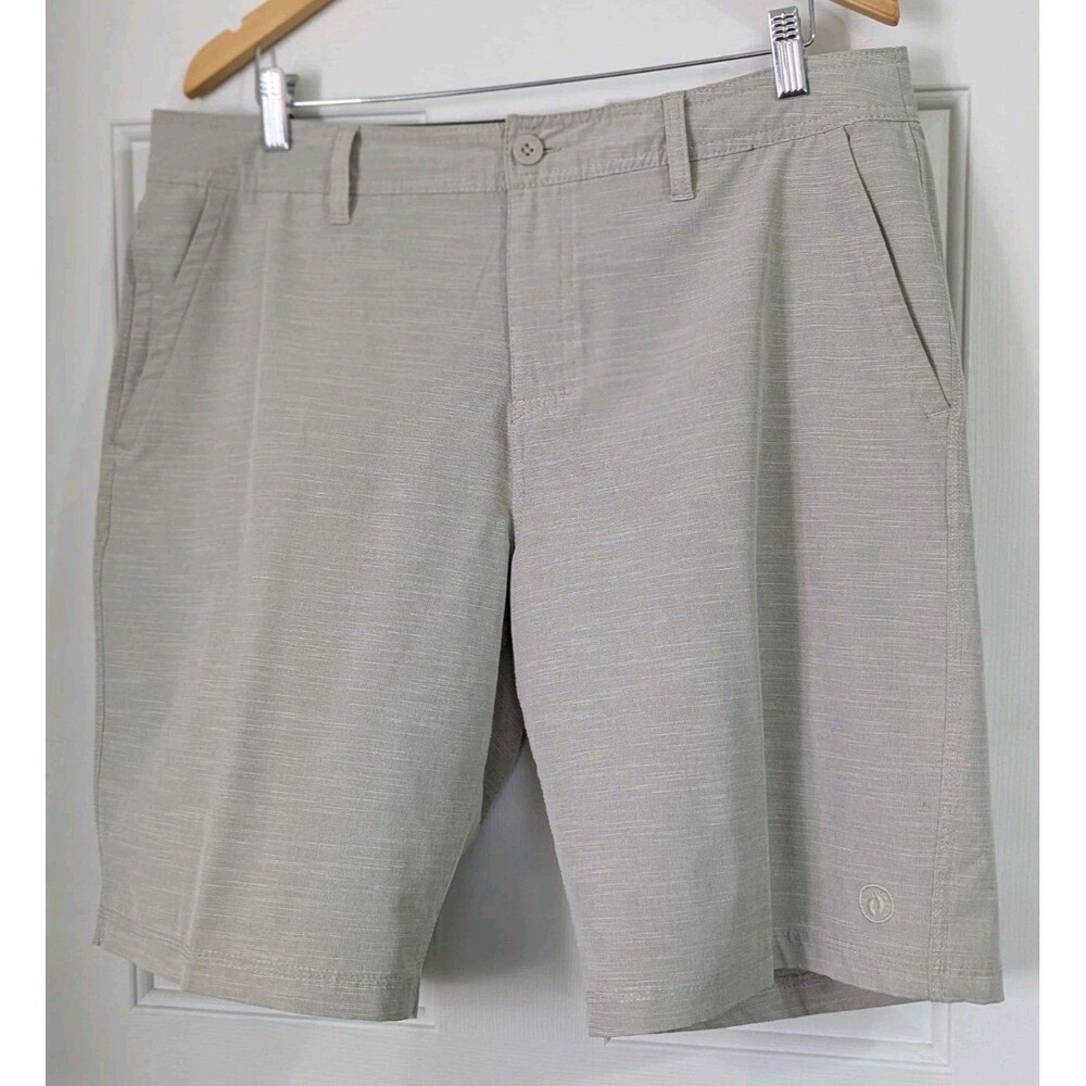 HANG TEN Hybrid Swim Shorts Chinos 36 Beige Drawstring Quick Dry Golf Beach